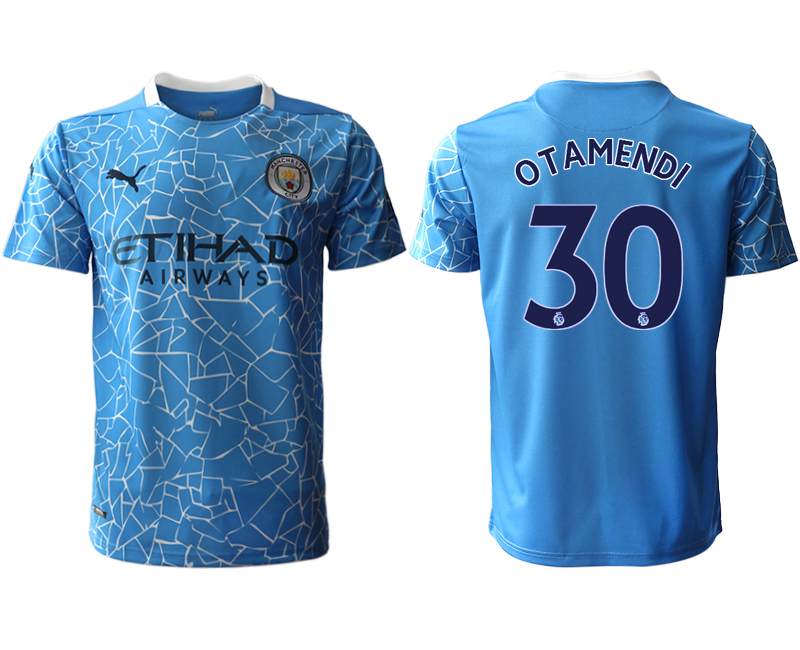 Men 2020-2021 club Manchester City home aaa version #30 blue Soccer Jerseys->manchester city jersey->Soccer Club Jersey